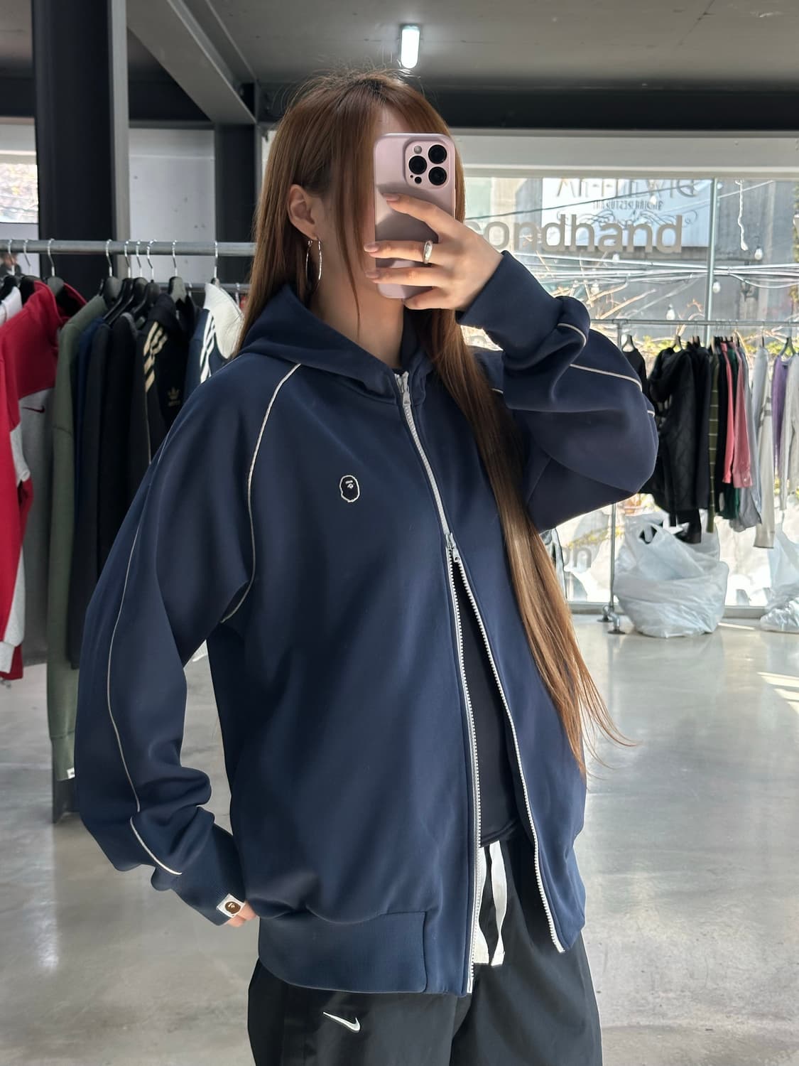 베이프 00s 자수사루 트랙 투웨이 후드져지집업 상품이미지1