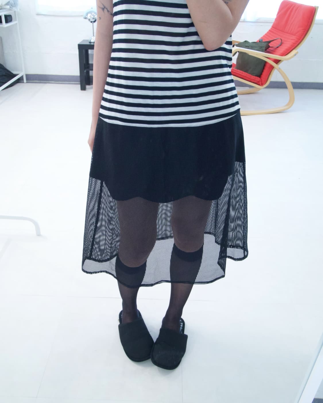 mesh skirt stripe dress 상품이미지4