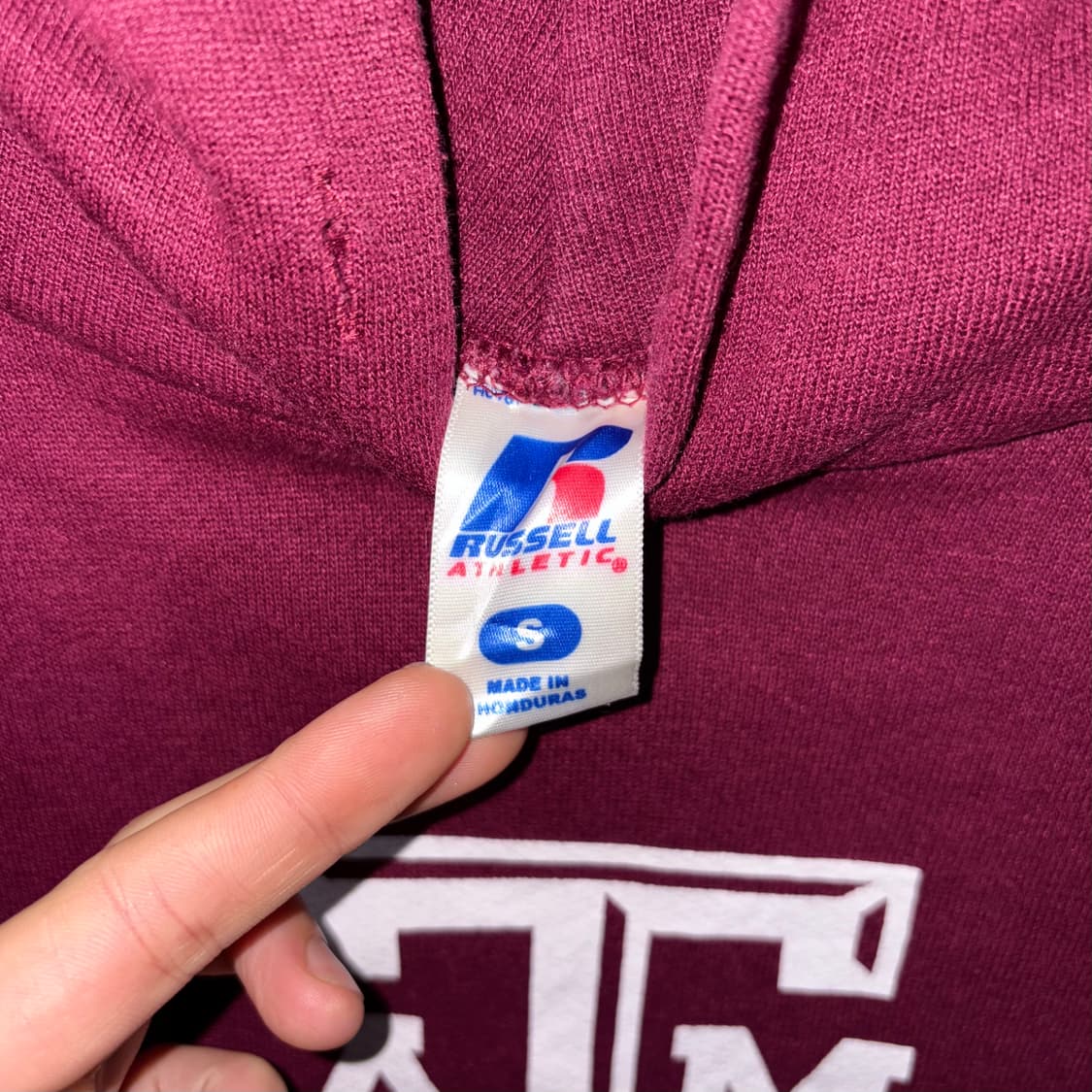 (S) 00s 러셀 버건디 프린팅 후드티 상품이미지5