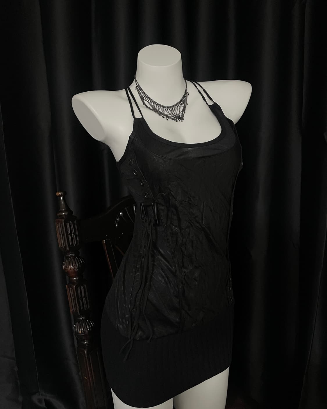Salvage Strap Lace-up Mini Dress 상품이미지1