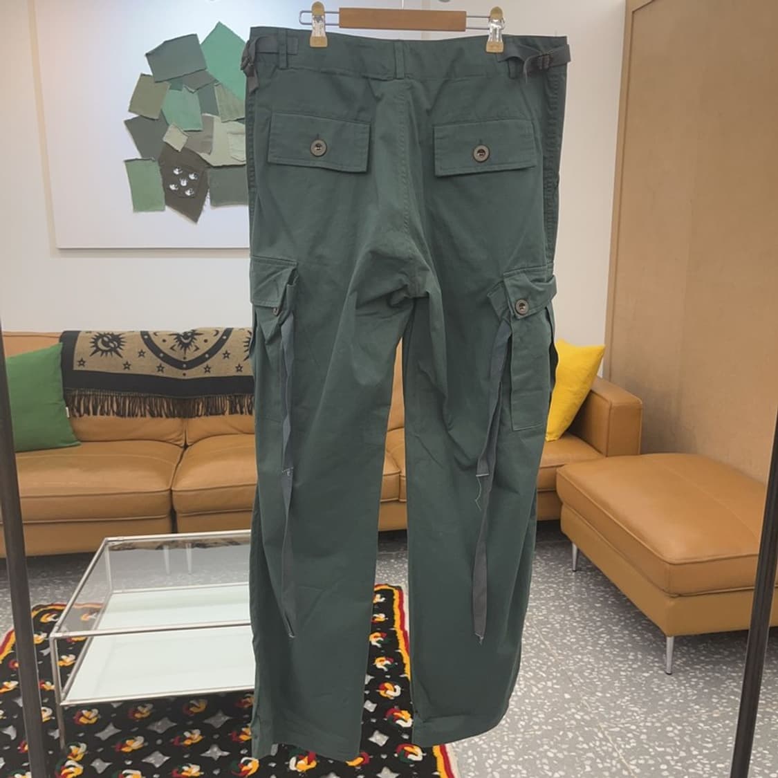 빈티지 스트릿 힙합 올리브 그린 스트랩 카고팬츠 M C06754 상품이미지4