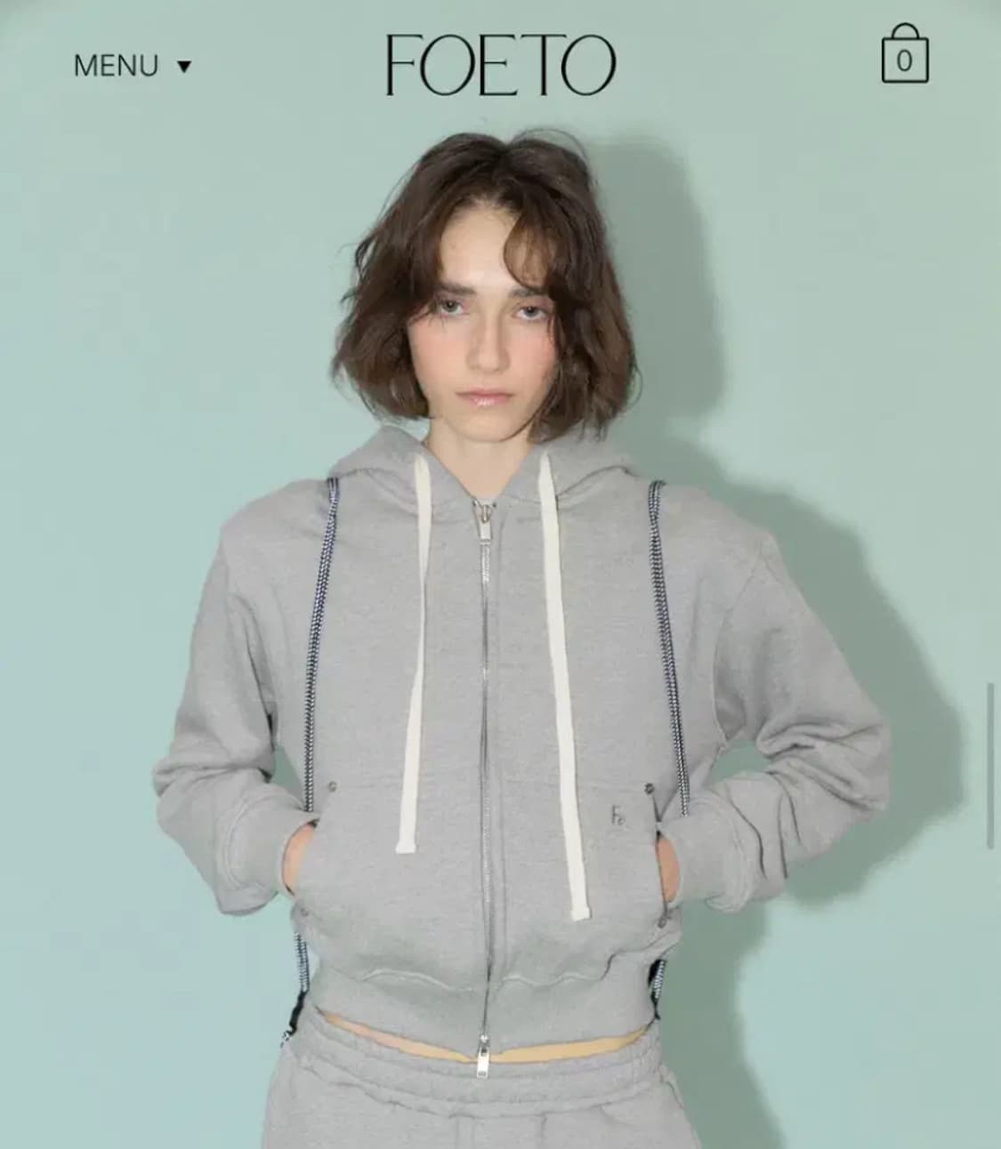 포에토 후드집업 그레이 CHARGER LOGO HOODY - GREY 상품이미지1