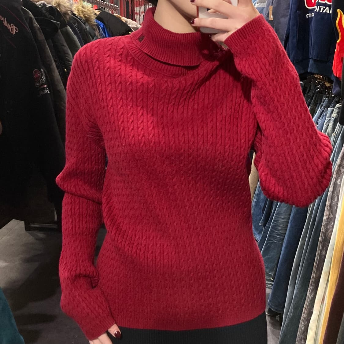 [IM] 폴로 랄프로렌 케이블 목폴라 니트 레드 상품이미지1