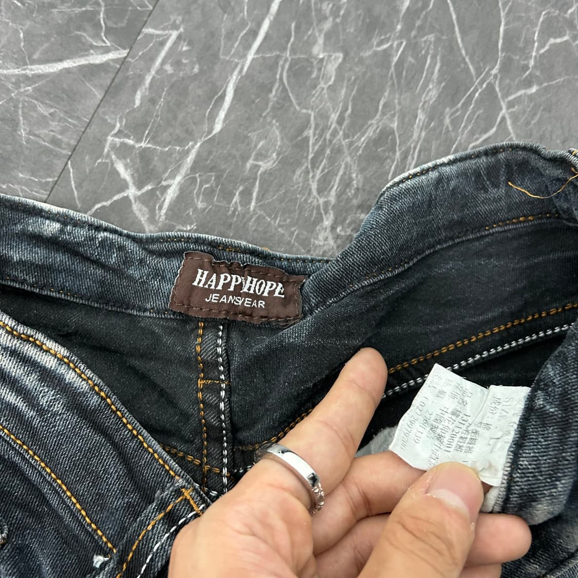해피호프 타이다이 워시드 자수 스카쟌 데님 팬츠 상품이미지10