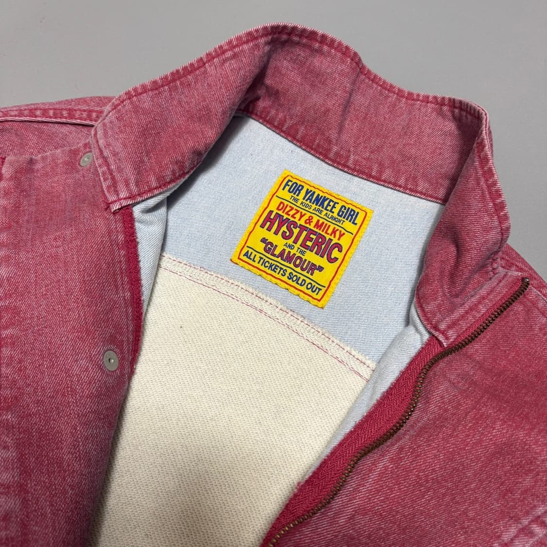 히스테릭글래머 24SS 워시드 핑크컬러 스웨트 데님 리메이크 집업 자켓 상품이미지3