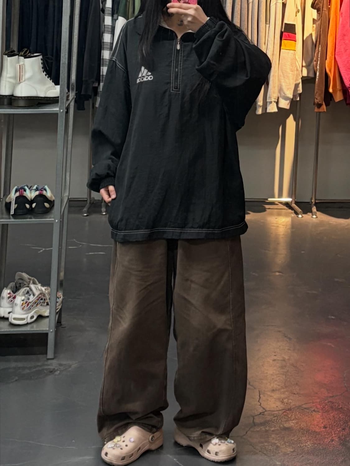 아디다스 올드스쿨 빅로고 블랙 우븐 후디아노락 자켓 A3368 상품이미지1