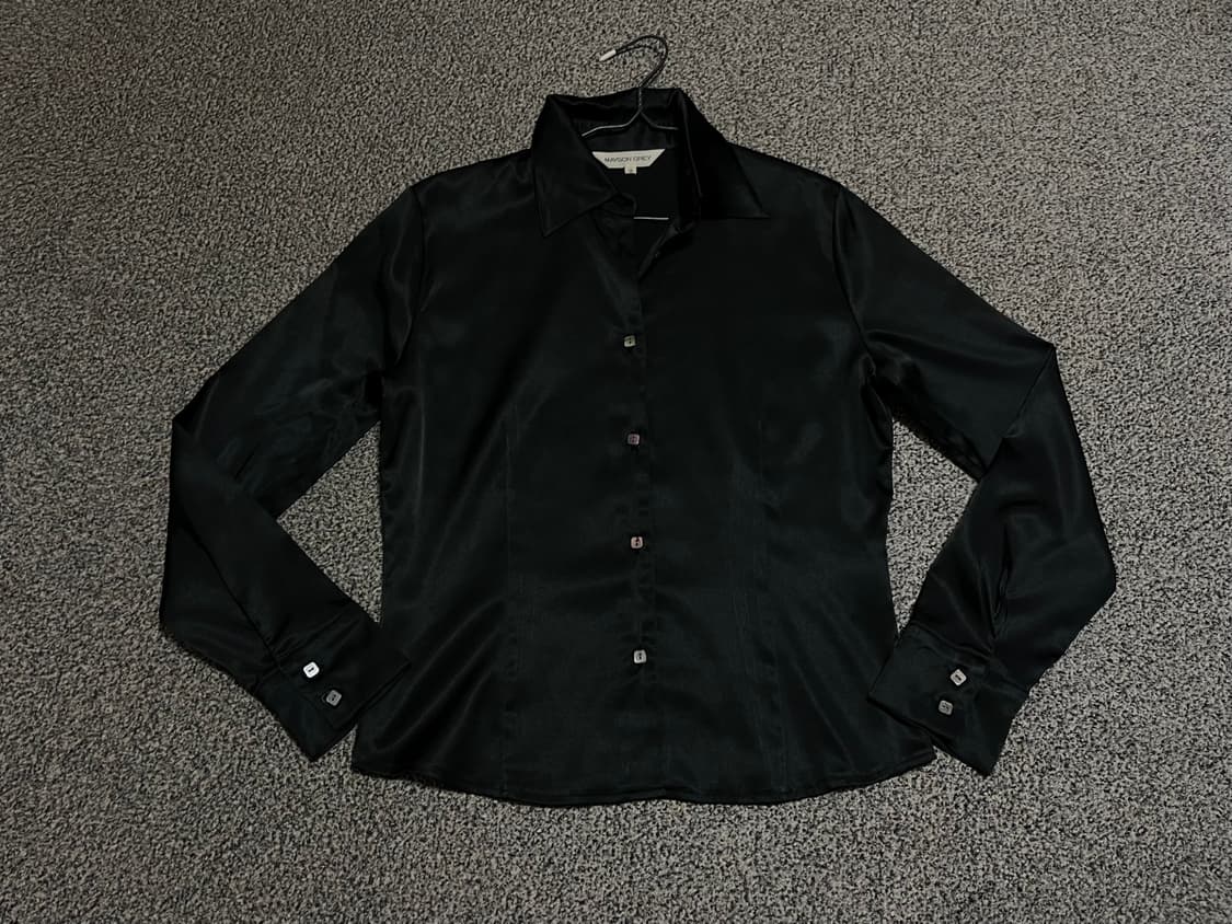 세틴 블랙 셔츠 상품이미지1