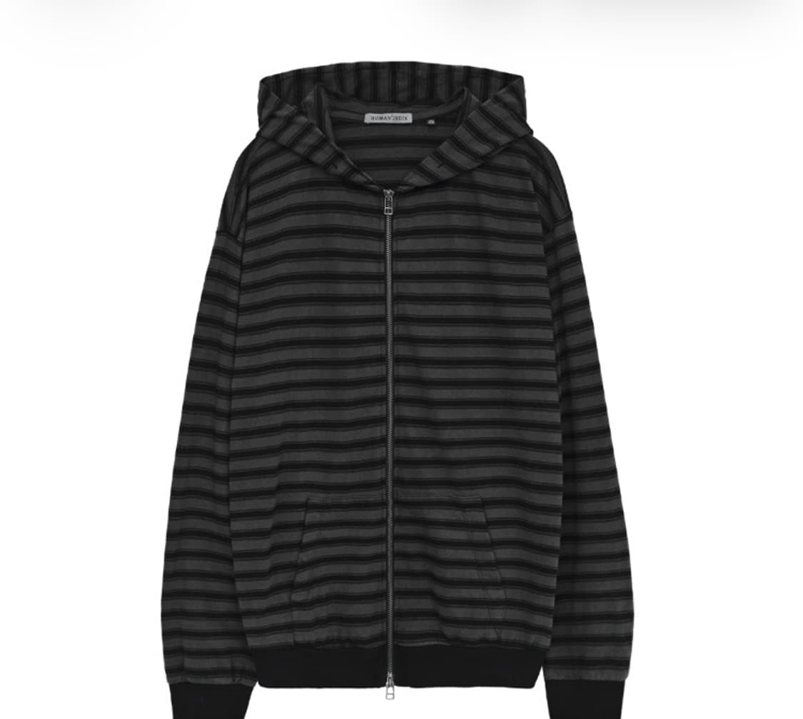 [3]폴리테루 휴먼인덱스 휴먼 스트라이프 집 후디 블랙 상품이미지1