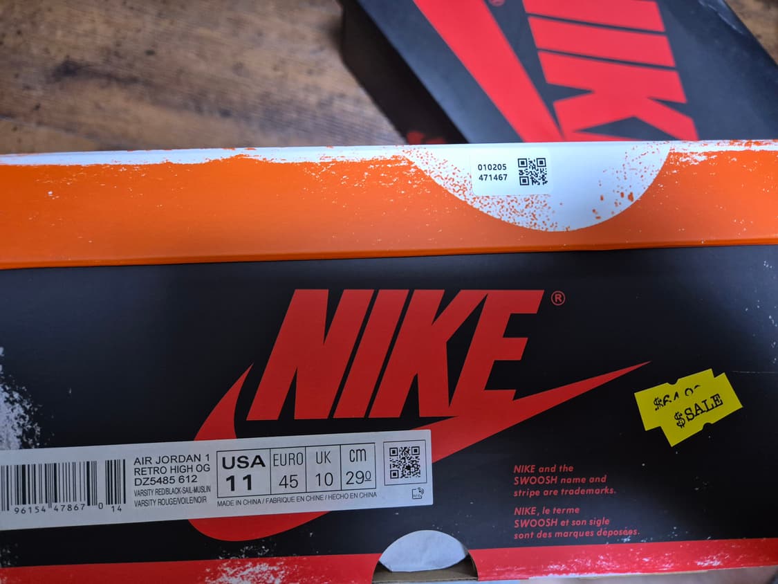 새상품)조던1 레트로 하이 og 시카고290mm 상품이미지8