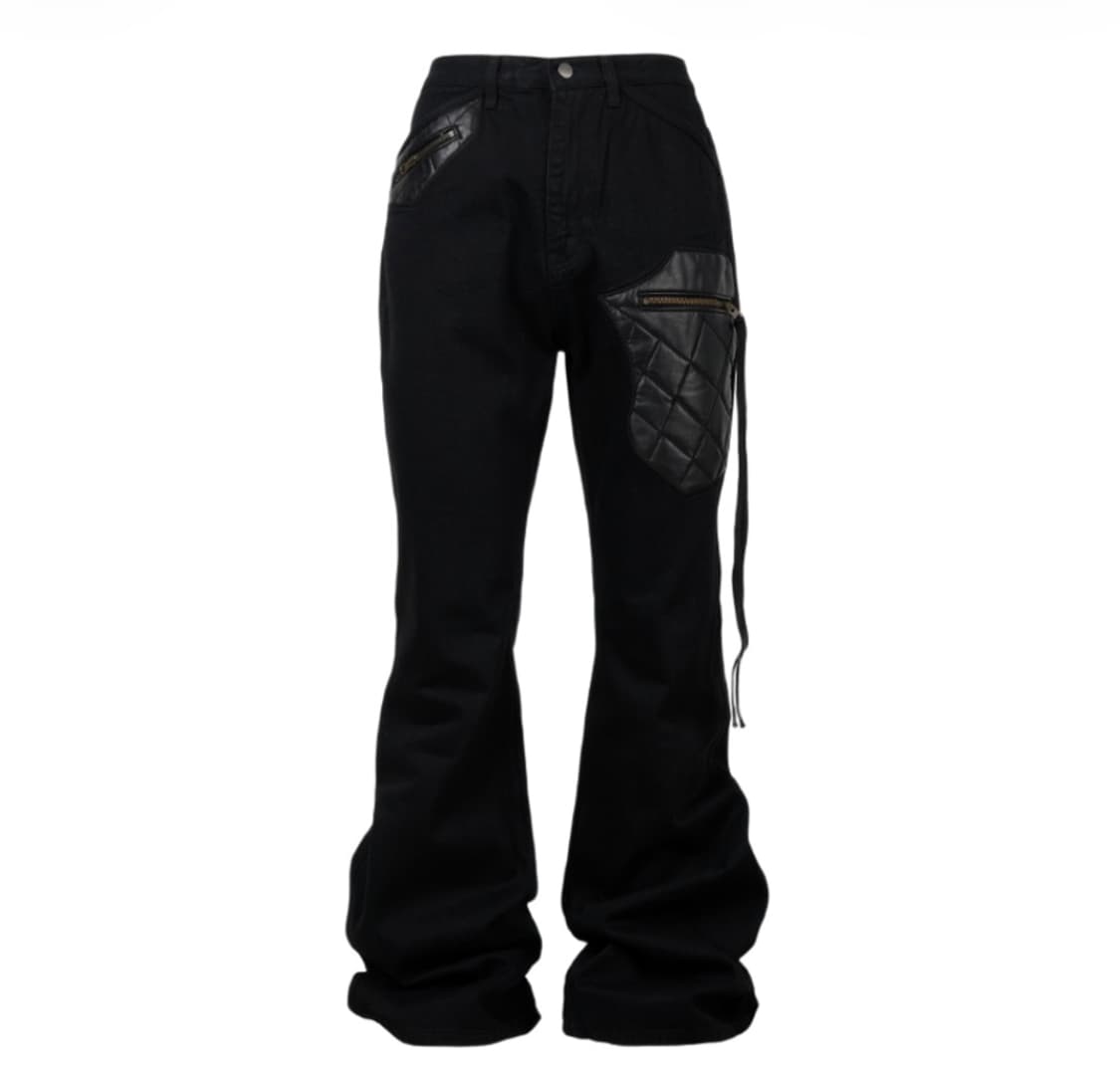 Emostance club 레더 패치 플레어진 2사이즈 상품이미지1