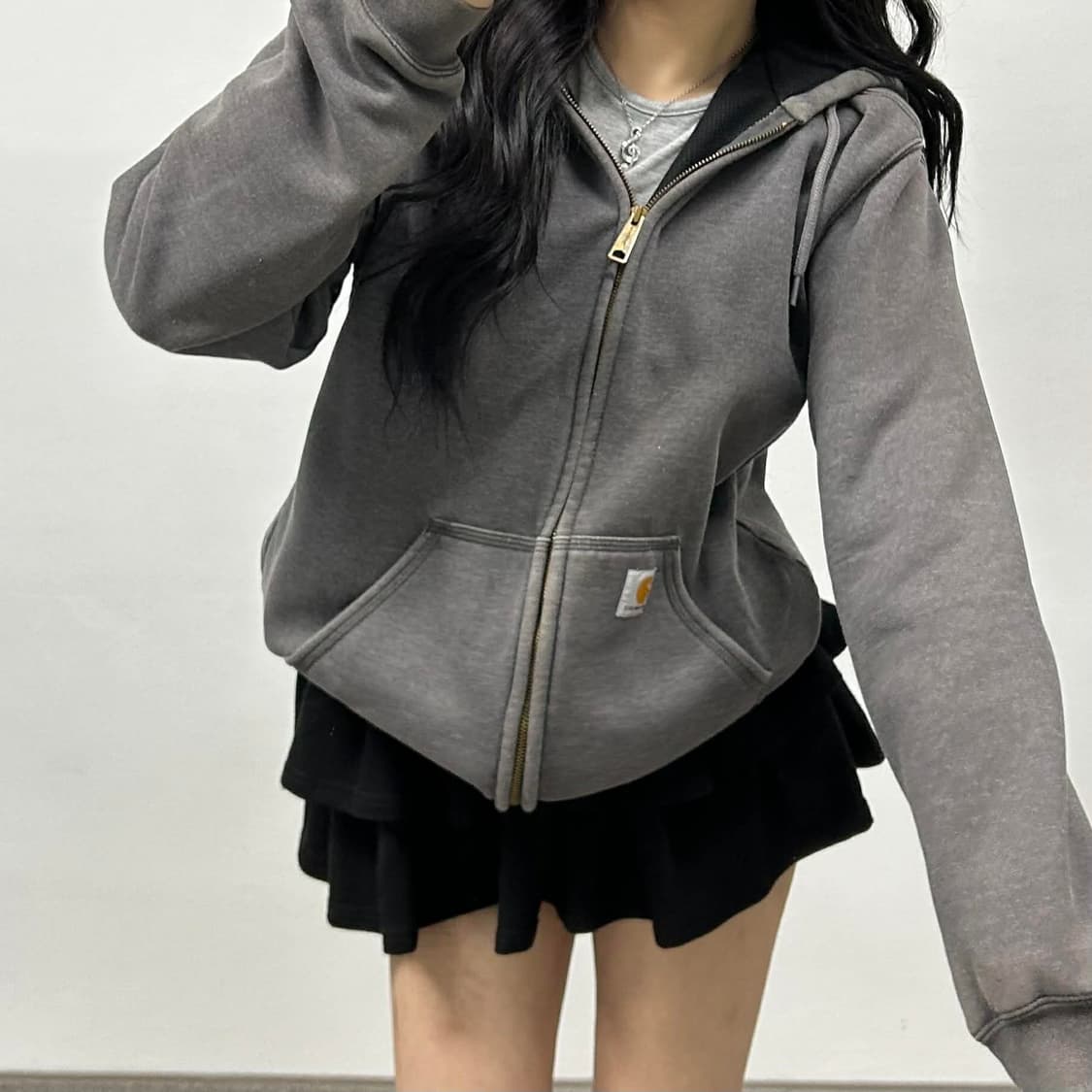 칼하트 그레이 써멀 헤비웨이트 후드집업 희귀져지(S) 상품이미지1