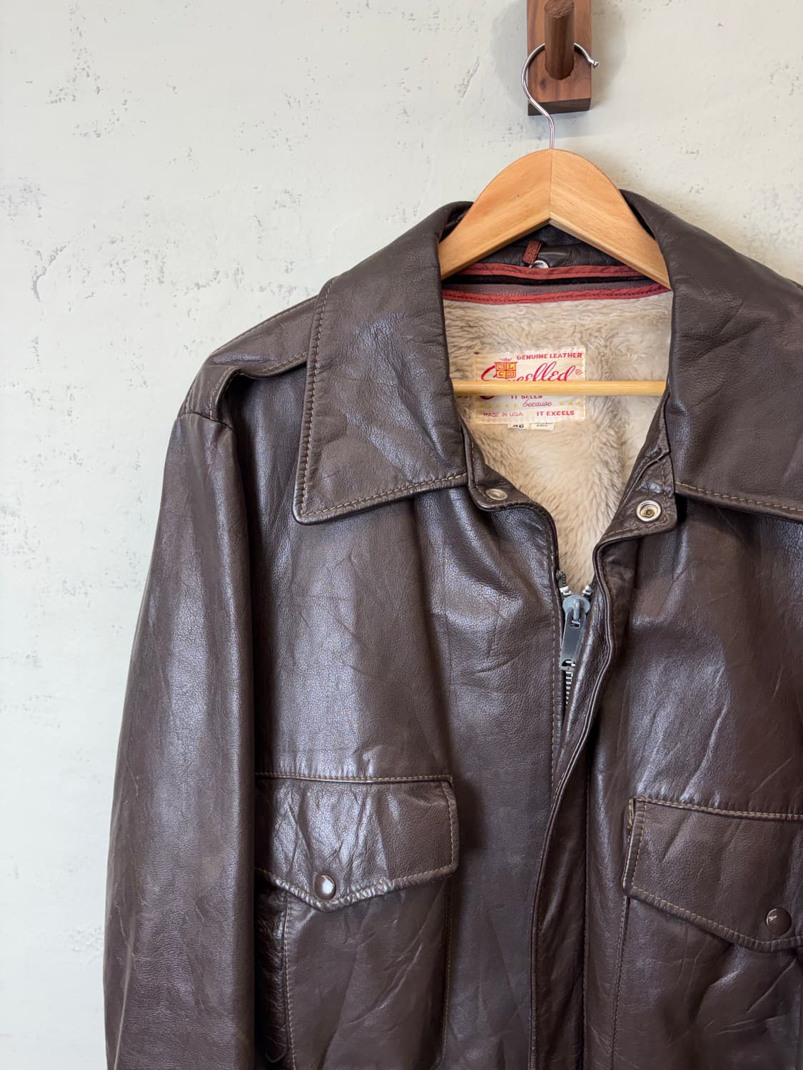 70s USA 엑셀드레더 A2 봄버 레더 자켓 상품이미지6