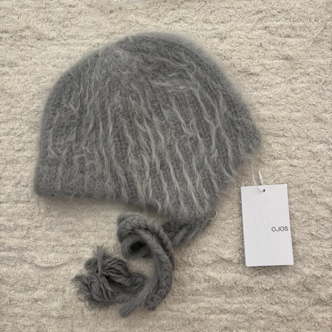 Ojos 오호스 더블 스트랩 앙고라 비니 그레이 상품이미지3