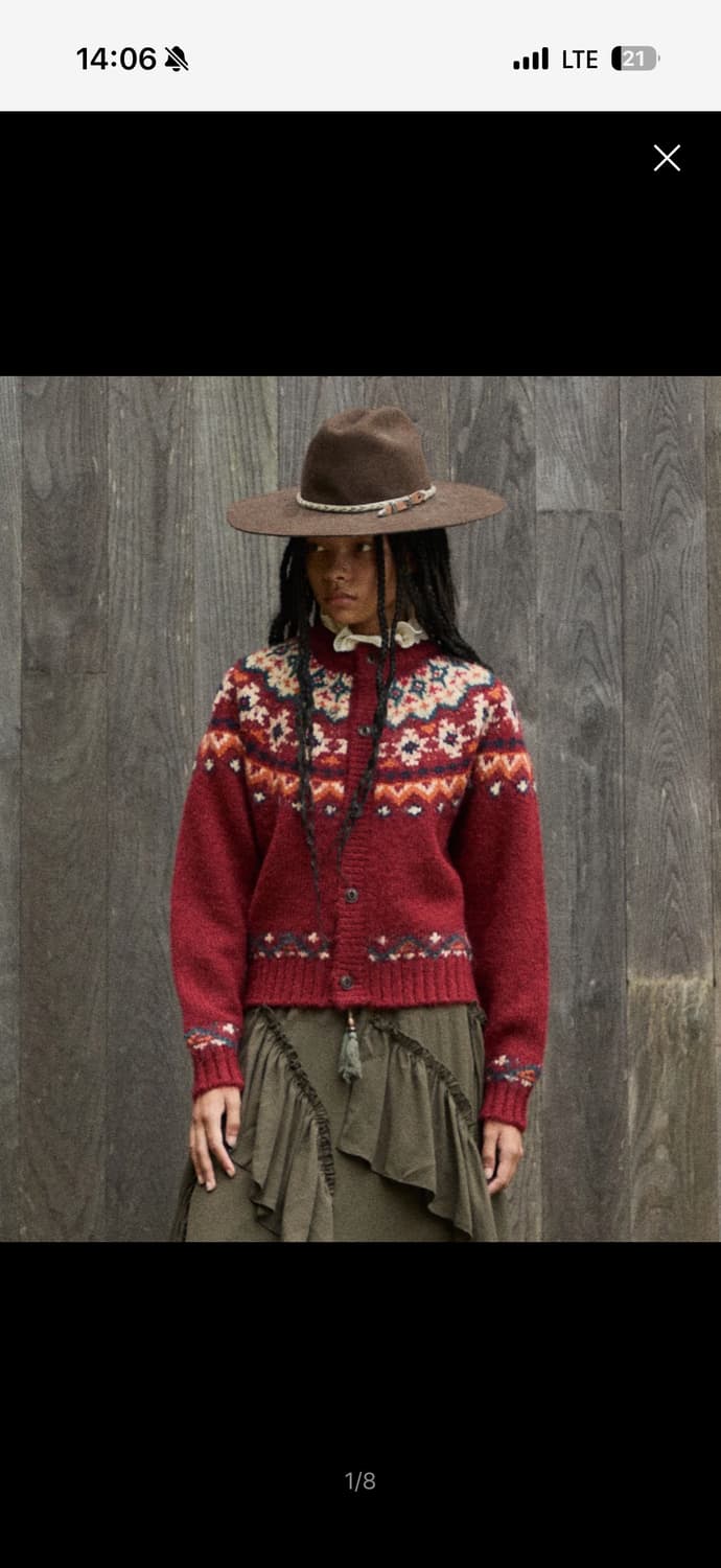 [펜필드] 부클 컬러웨이 나바호 에로우 가디건 레드_FR3KJ33 U 상품이미지6