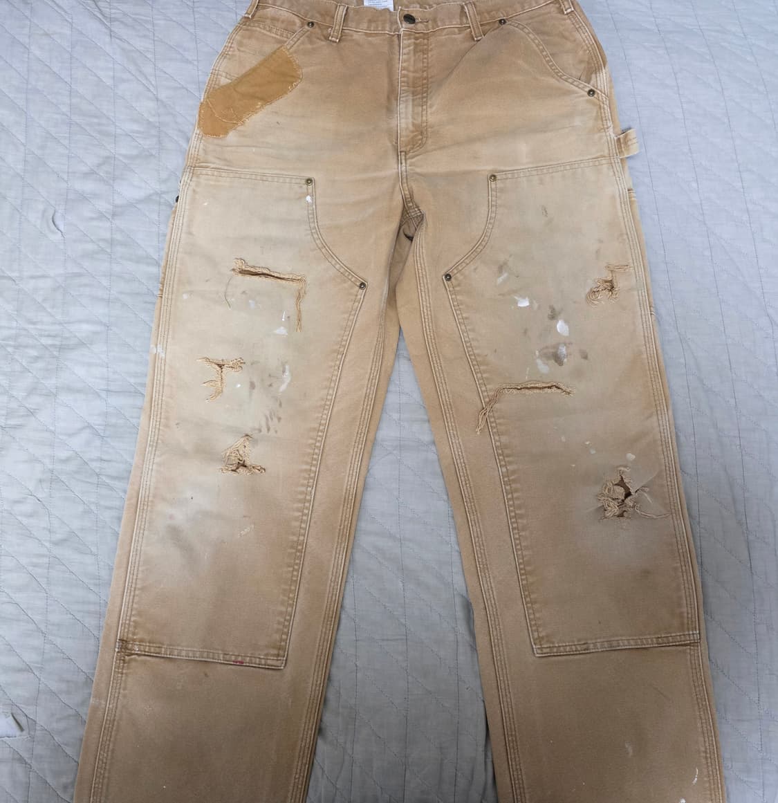 [33X36] 빈티지 칼하트 더블니 B136 BRN 워크팬츠 트래쉬드 상품이미지1