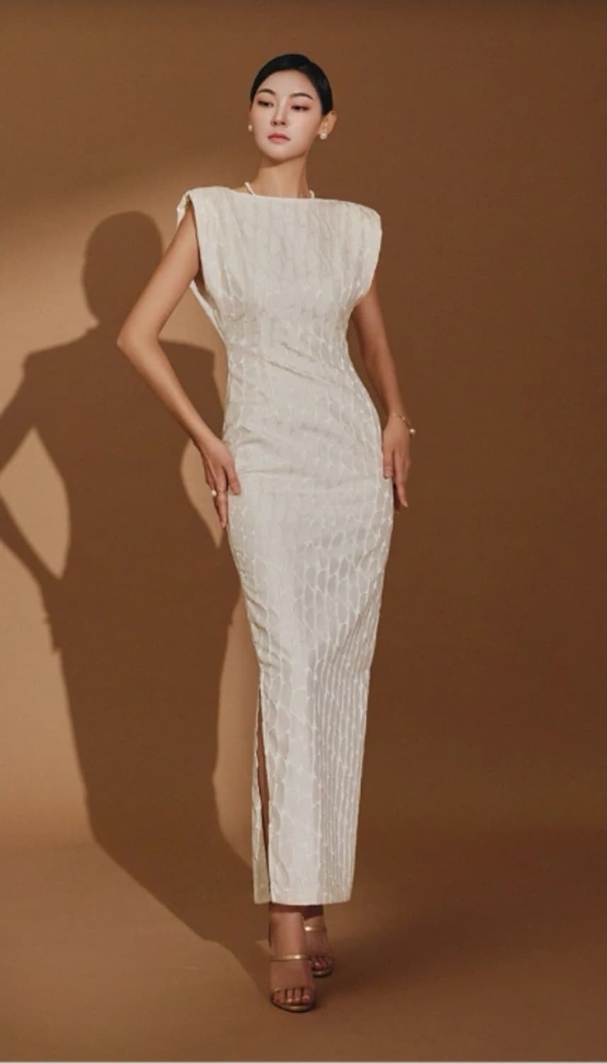 딘트 Dint 2부 결혼 웨딩 드레스 쟈가드 실리브리스 슬릿 롱 맥시 원 상품이미지4