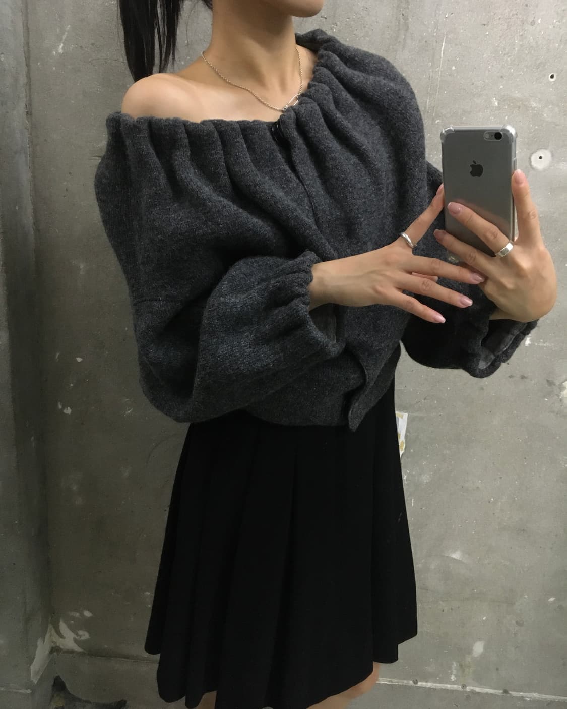Prada 프라다 챠콜 와이드 캐시미어 숄 가디건  상품이미지1