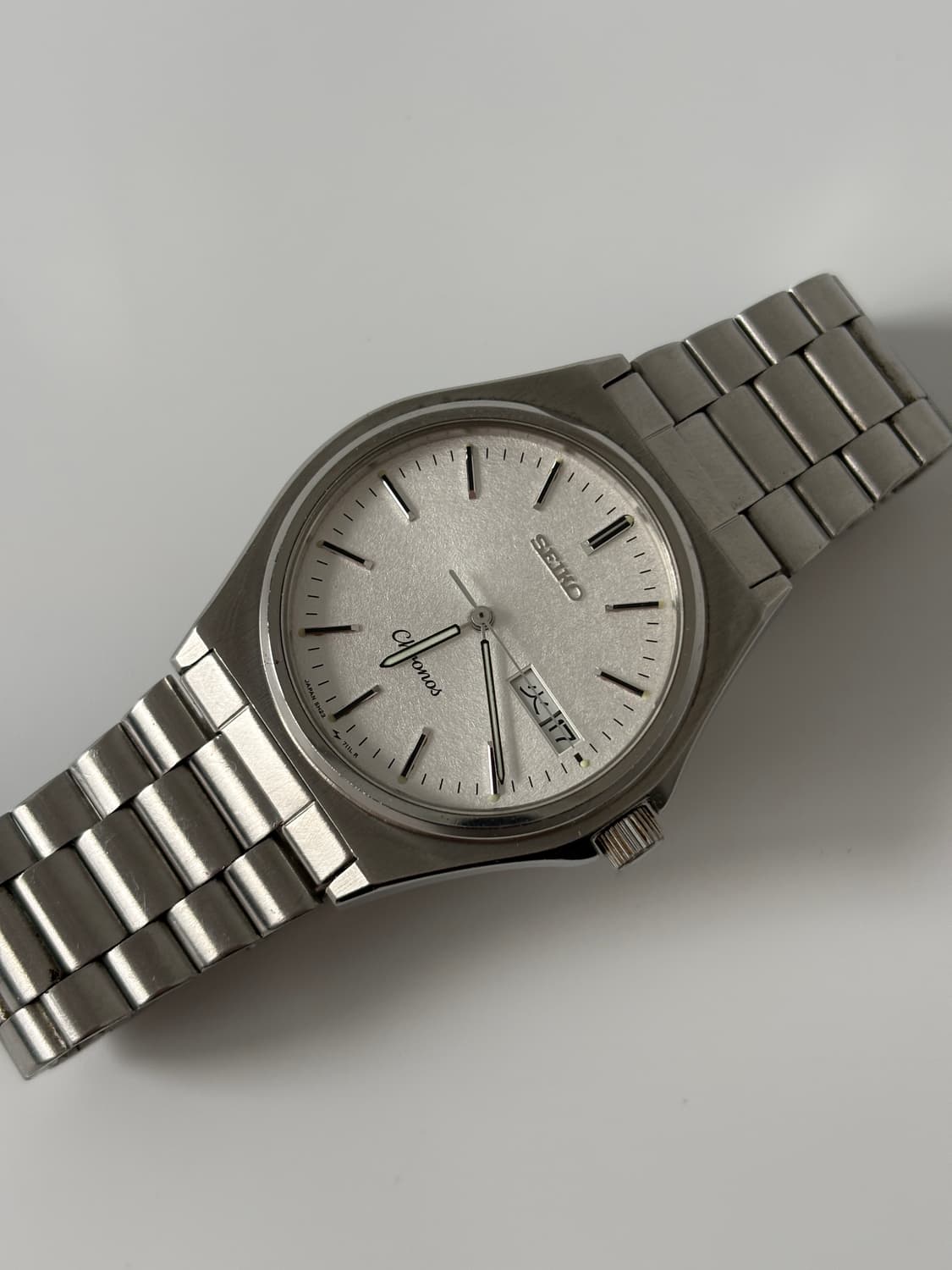 1980년대 Chronos 스노우 플레이크 다이얼 실버 쿼츠 남성  상품이미지3