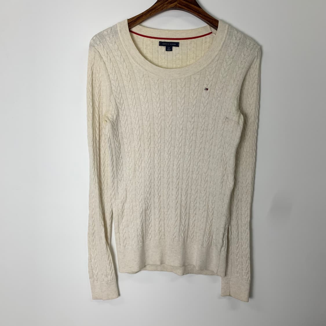 타미힐피거 화이트 꽈배기 니트 상품이미지2