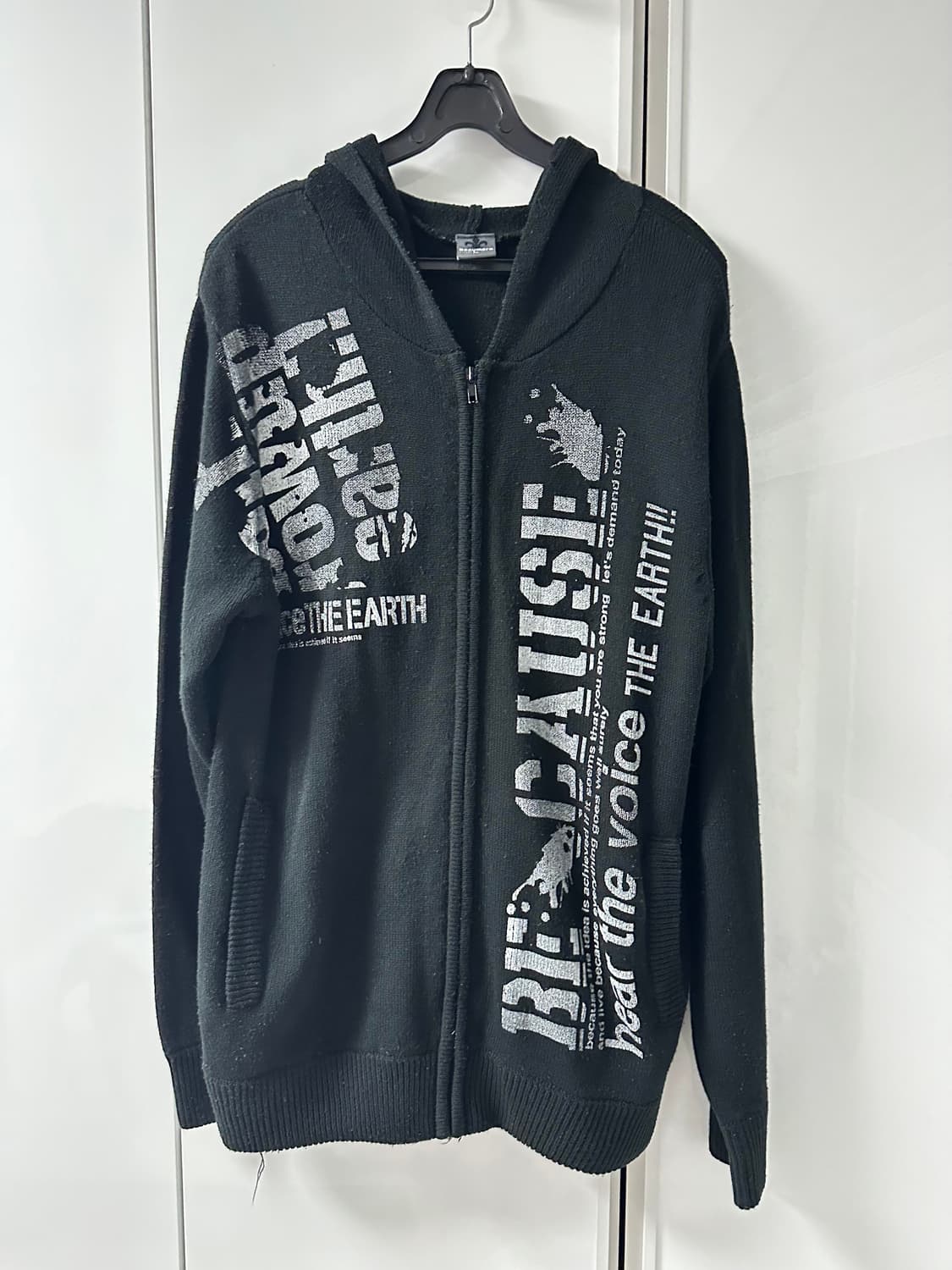 너드펑크 그래픽 니트 후드집업 상품이미지1