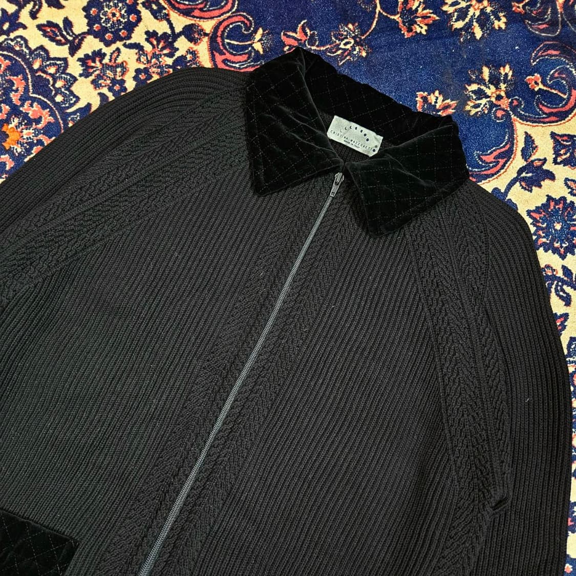 Critina Mazzonett 버진울 100% 벨루어 블럭 집업가디건 상품이미지2