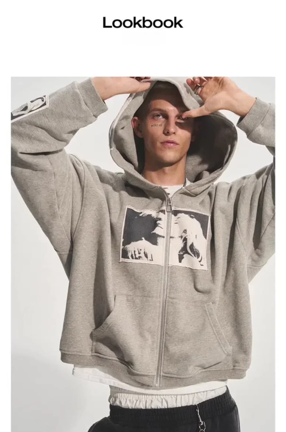 BASTARD 펑크 프린트 패치 워싱 후드집업 상품이미지1