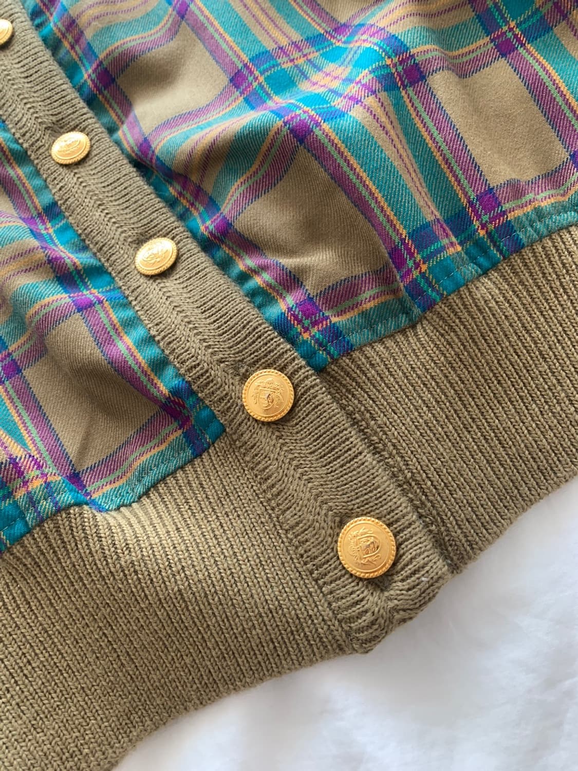 White itarkiard 체크 울 가디건 상품이미지6