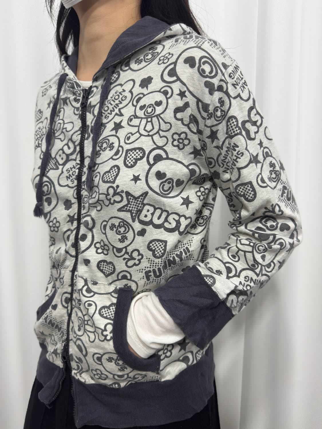 cute printing hood twoway zipup 상품이미지4