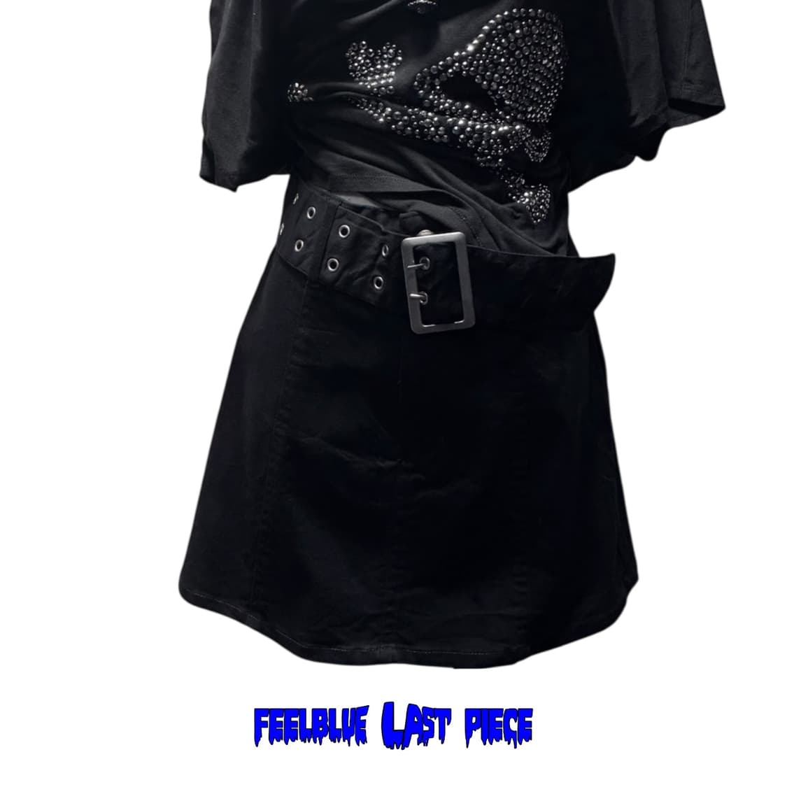Eyelet-Belted Set black mini skirt 상품이미지5