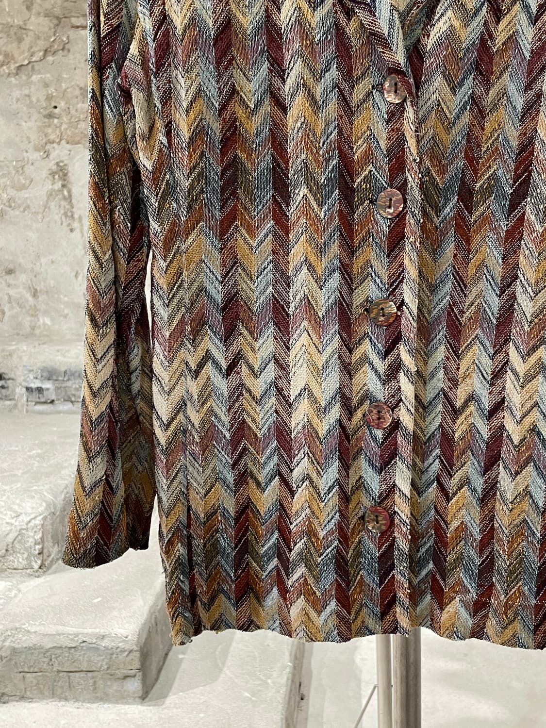 미쏘니 믹스 지그재그 버튼 레이온 카라 셔츠 상품이미지4