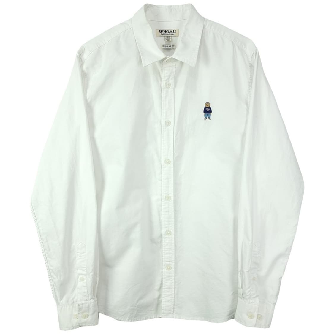 [후아유] 곰돌이 자수 셔츠 화이트 M18959 상품이미지2