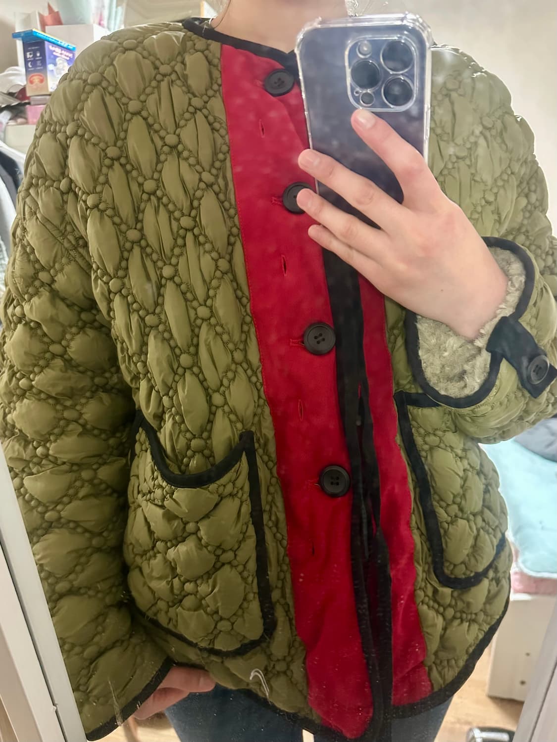 파르티멘토 리버시블 퀼팅 자켓 카키 (단종/정가13만원대) 상품이미지10