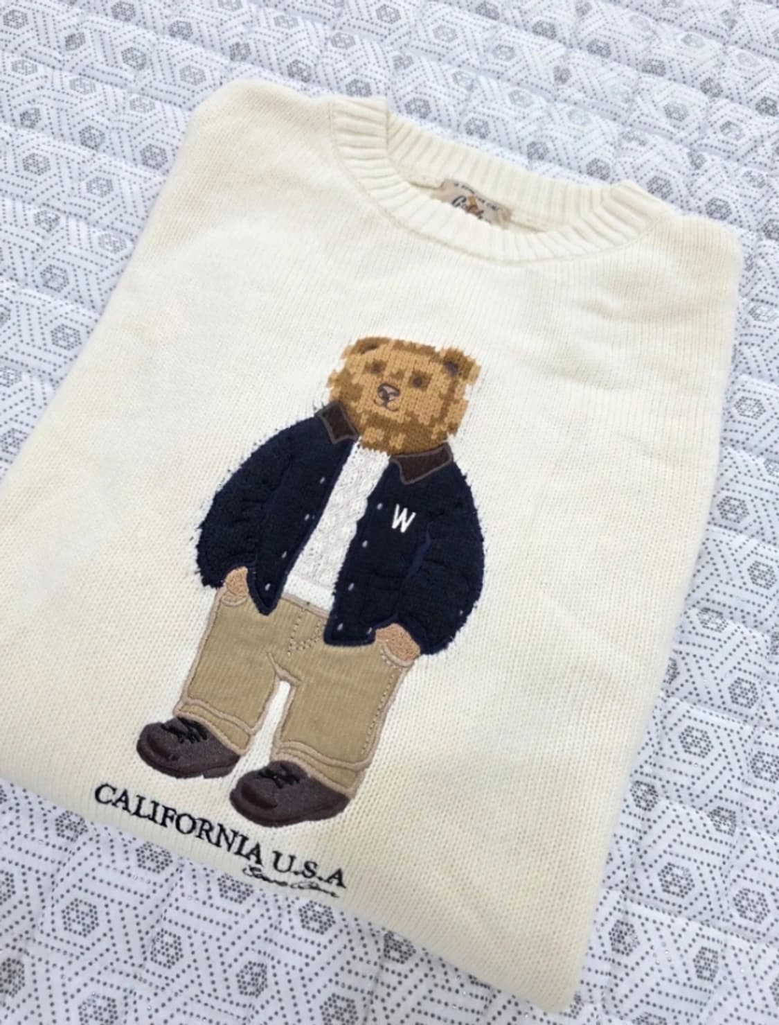 골든베어 곰돌이 오버핏 니트 아이보리 95 상품이미지1