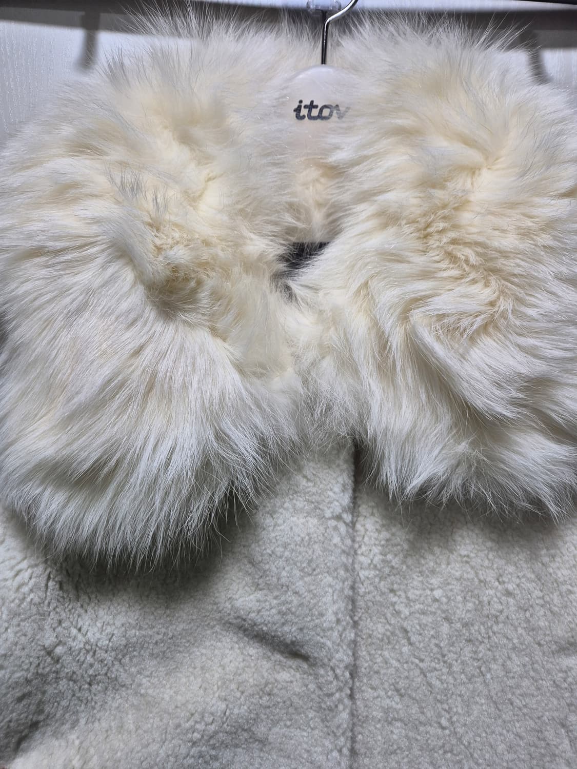 (새상품)itov 아이토브 퍼 카라 코트 아이보리 상품이미지6