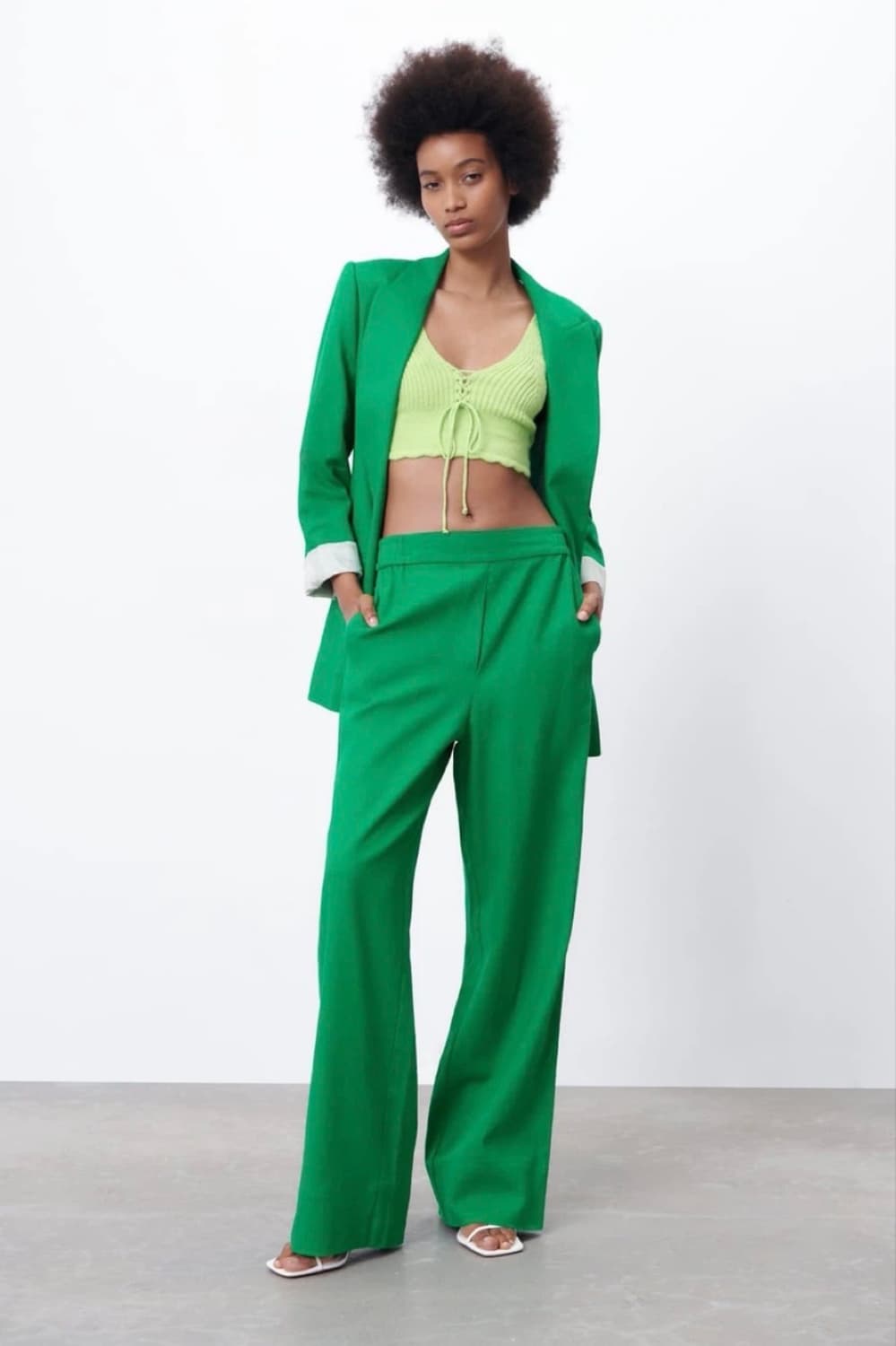 자라 그린 롤업 슬리브 자켓 (M) 상품이미지2