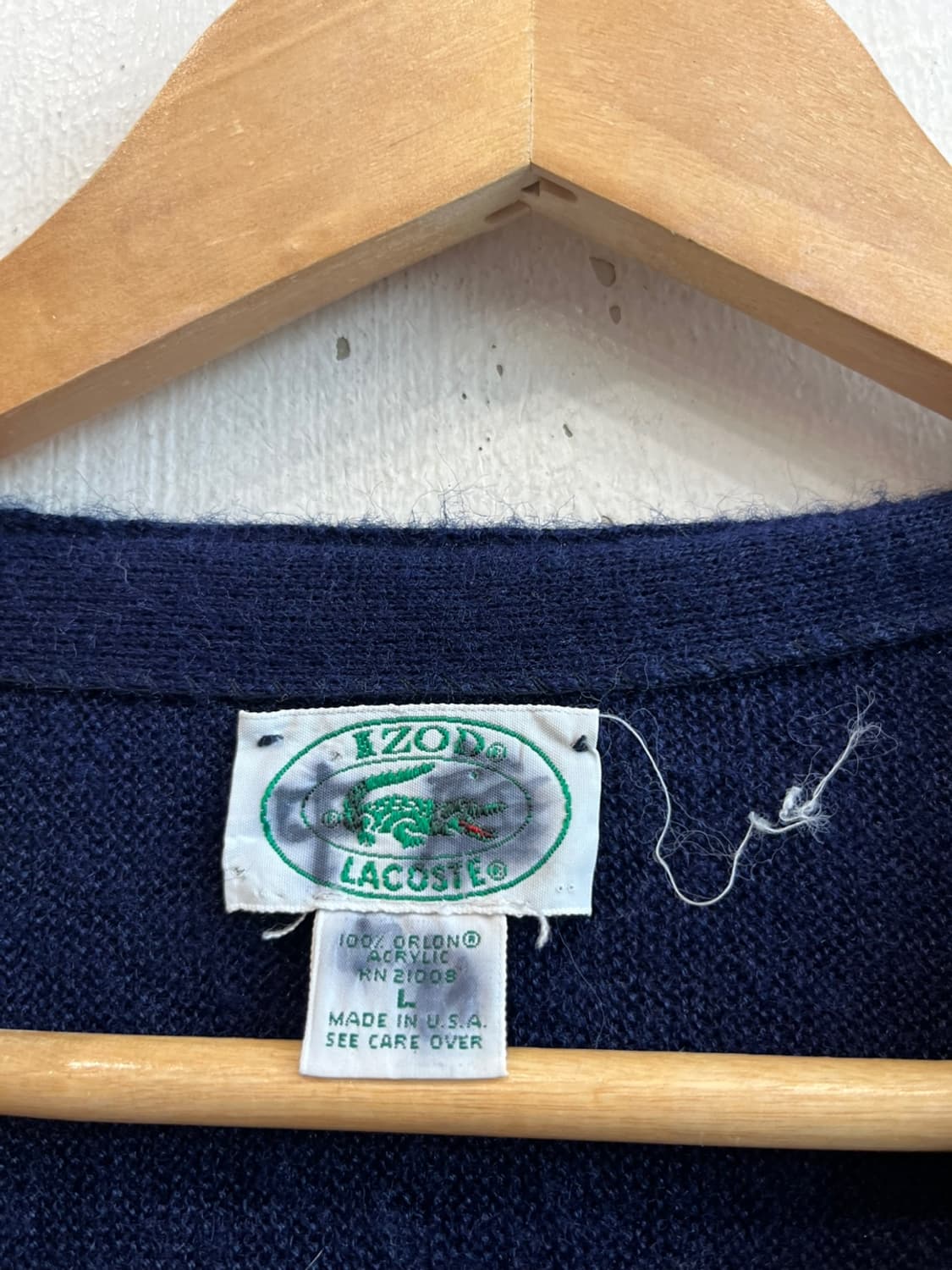 80s 아이조드 라코스테 아크릴 가디건 네이비 Made in USA 상품이미지3