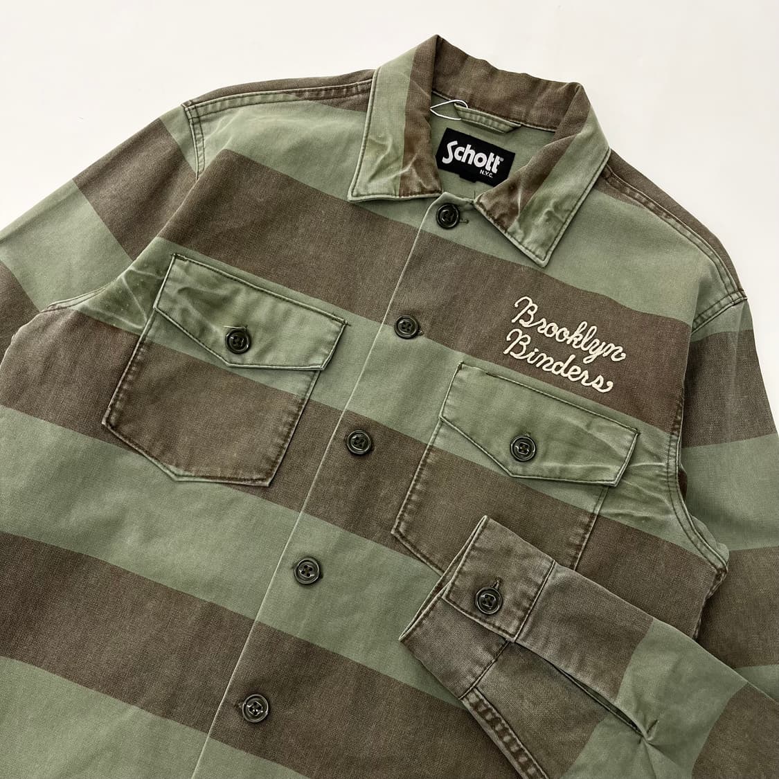 Schott 쇼트 카키 스트라이프 코튼 자켓 상품이미지2