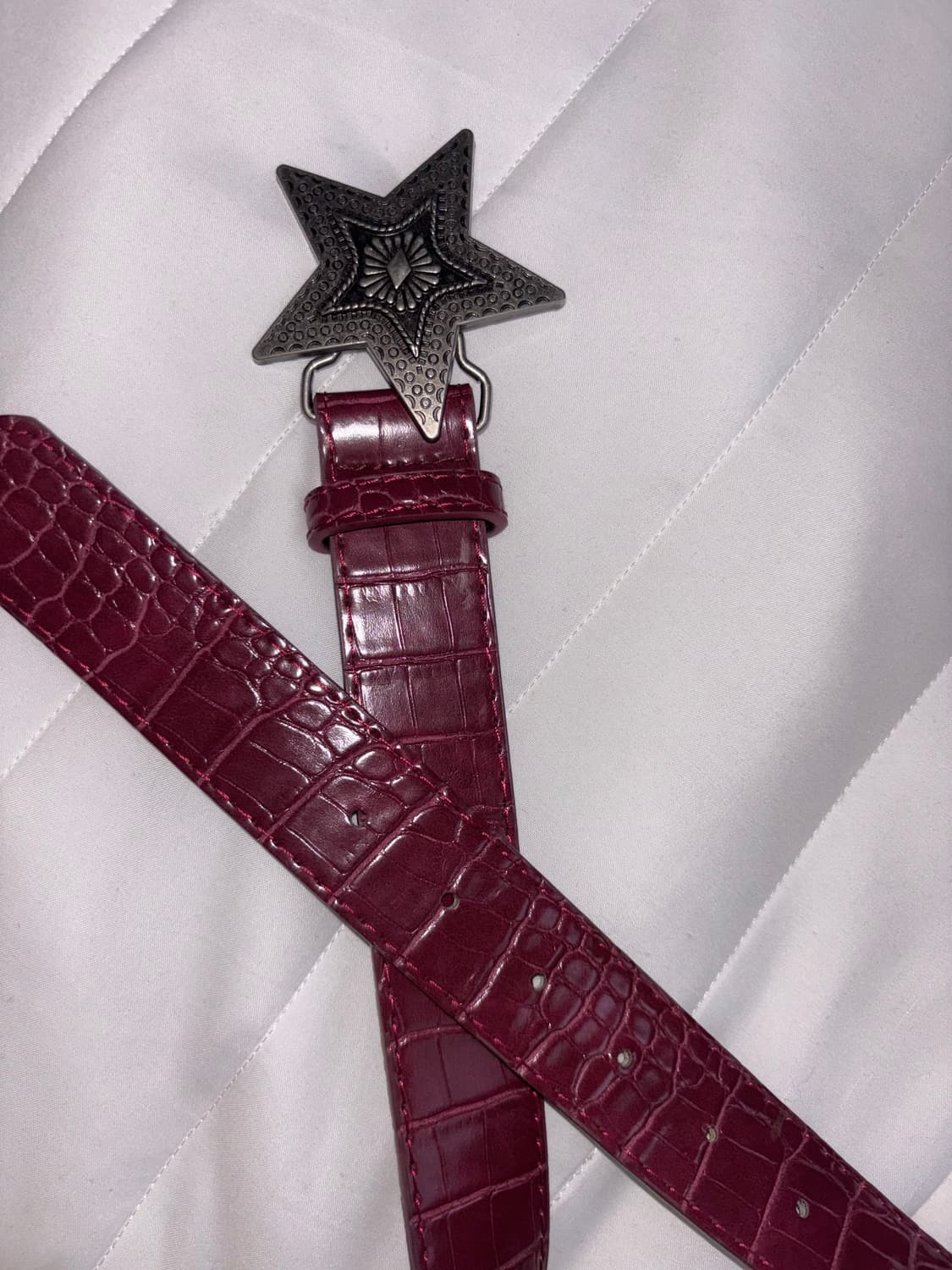 4000원) y2k 버건디 스타 버클 벨트 상품이미지1
