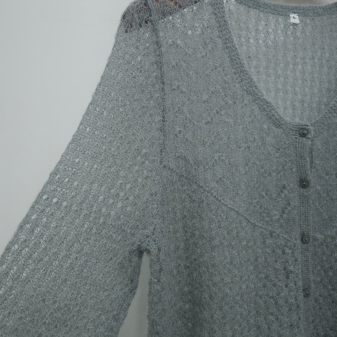 모헤어 혼방 레이스 펀칭 시스루 가디건 상품이미지5