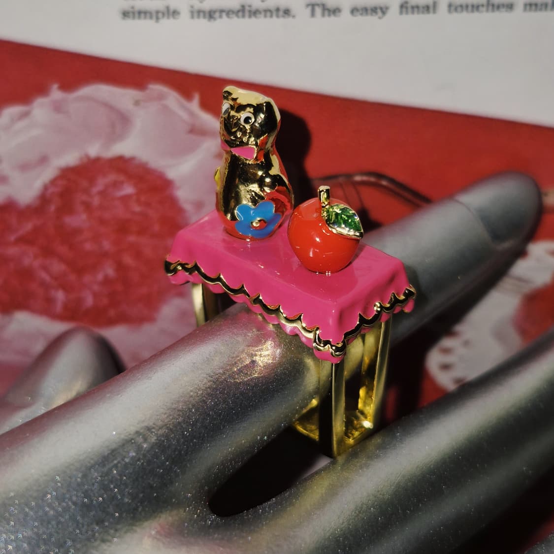 가글 사과 고양이 하우스 스퀘어 볼드링 상품이미지6