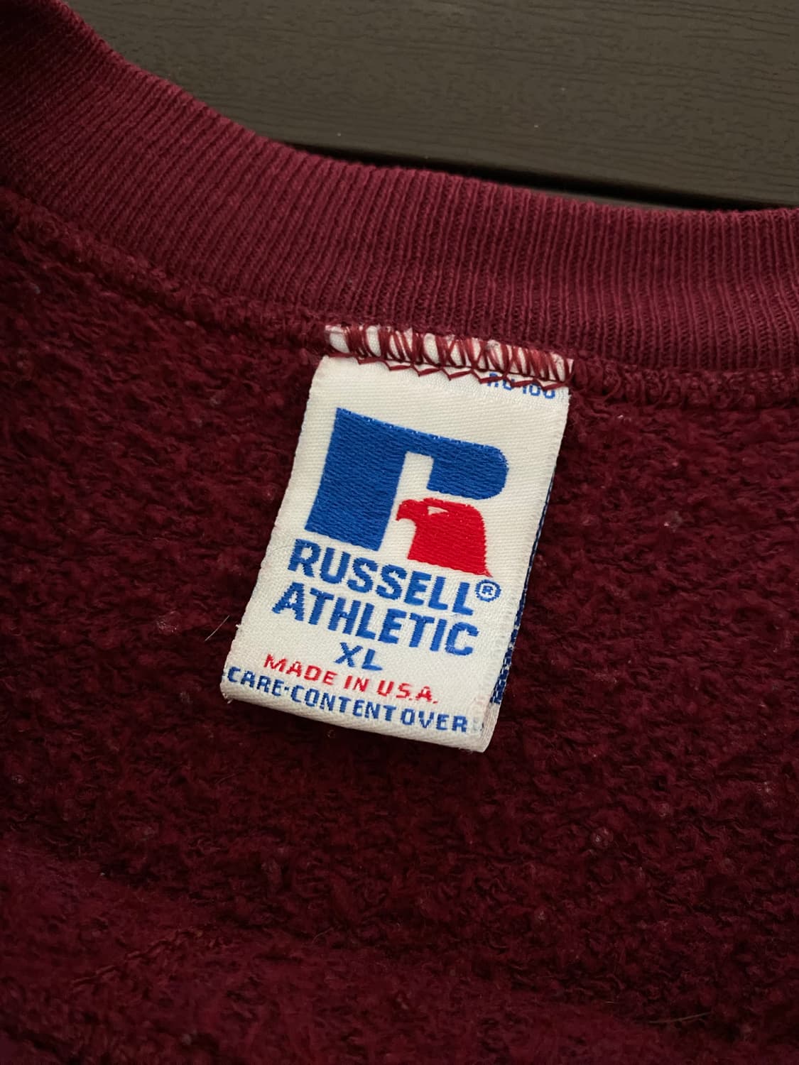 (XL) 90s 빈티지 러셀 스웻셔츠 버건디 USA 상품이미지2