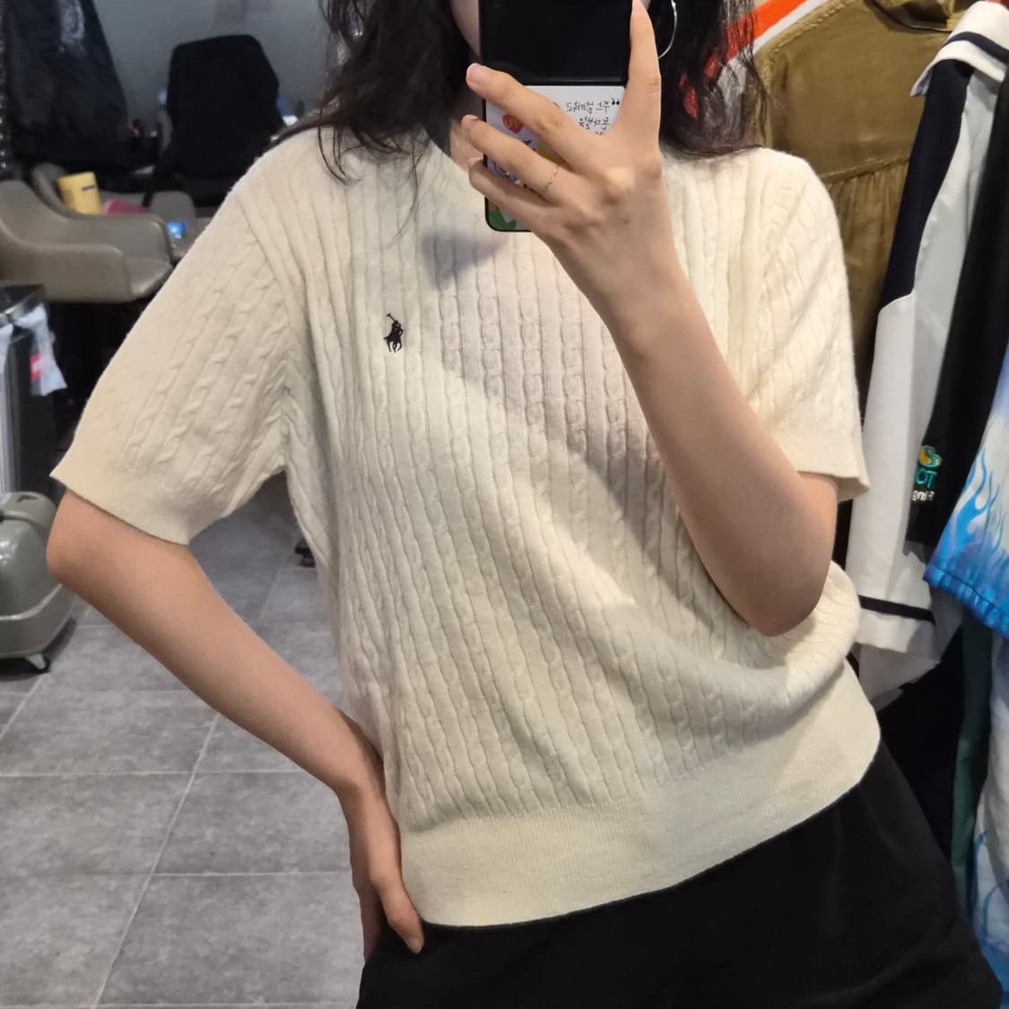 [NO.9] 폴로 꽈배기 반팔 니트 화이트 상품이미지4