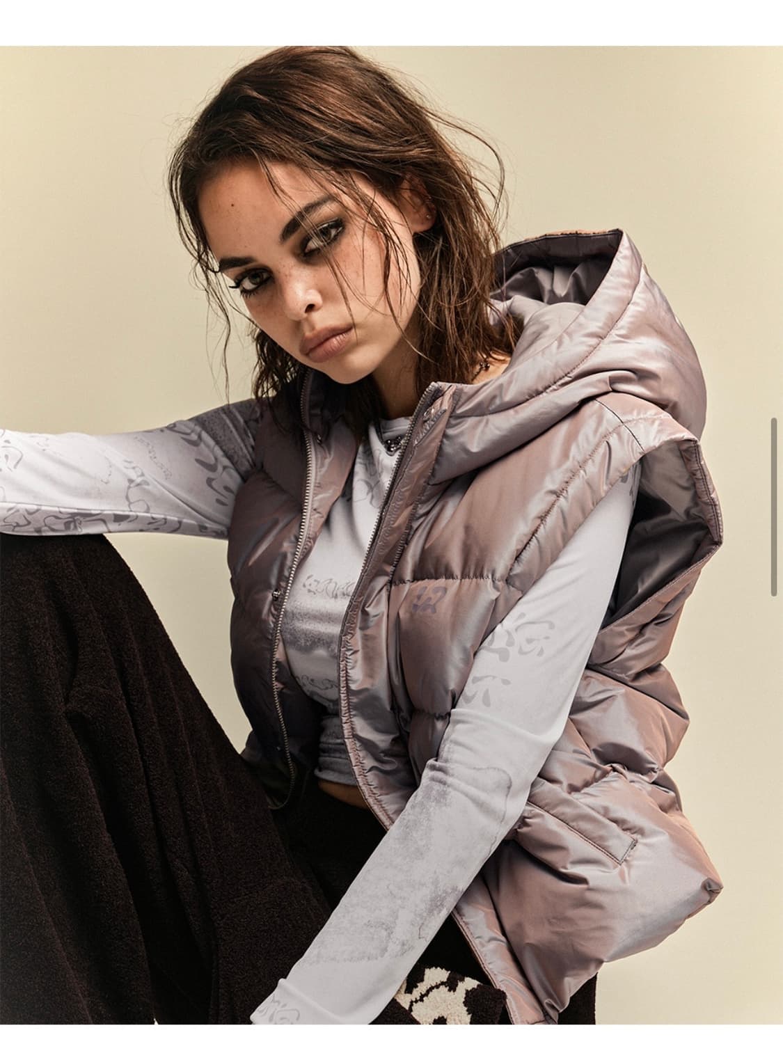 mellow 멜로우 클라우드 숏 패딩 베스트 라이트퍼플 s 상품이미지1