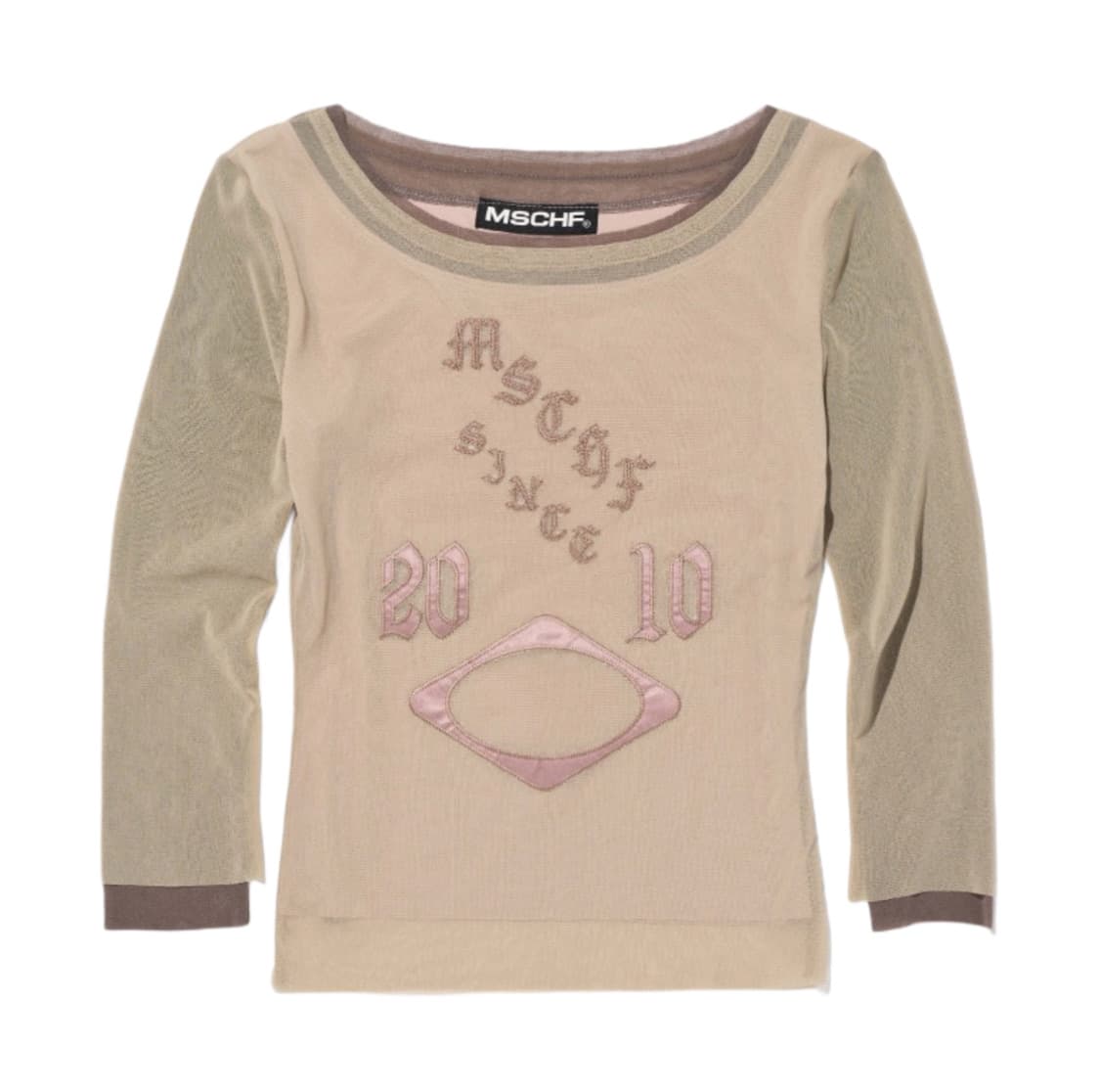 미스치프 보트넥 메쉬 탑 베이지 상품이미지1