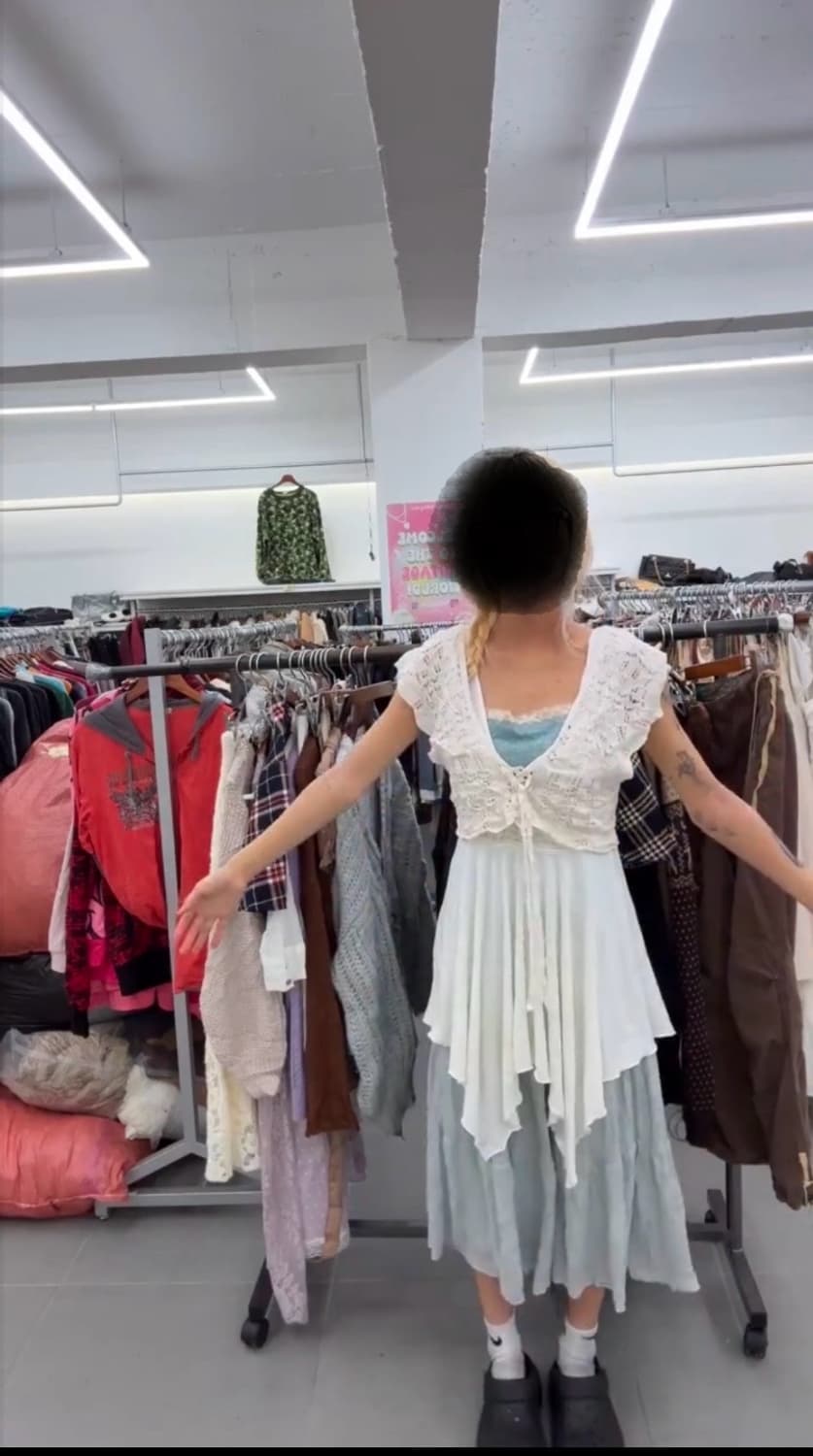 미스터빈티지 페어리 가디건 스커트 원피스 슬리브리스 베스트 세트 상품이미지4