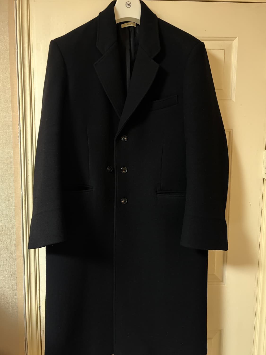 [L] 렉토 오버사이즈 울블렌드 헤비 싱글코트 블랙 상품이미지1