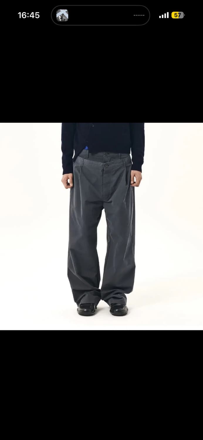 EE 이이 더블 웨이스트 팬츠 차콜 S 상품이미지1