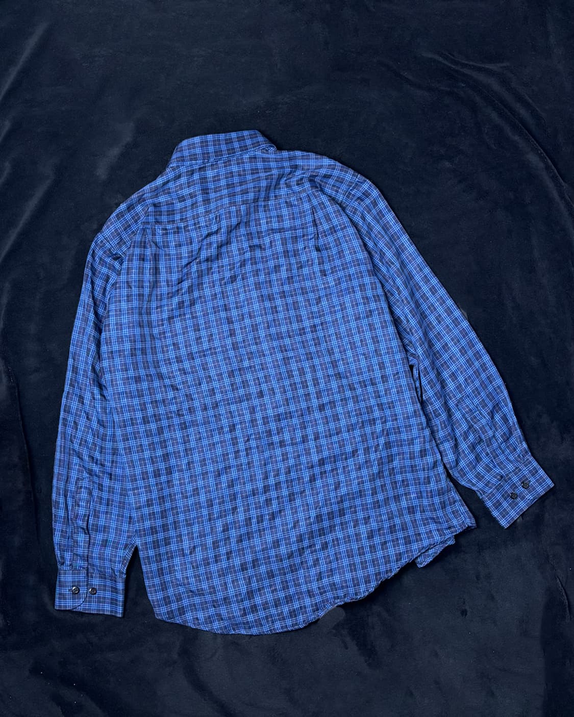 일본빈티지 블루 체크 셔츠 상품이미지2