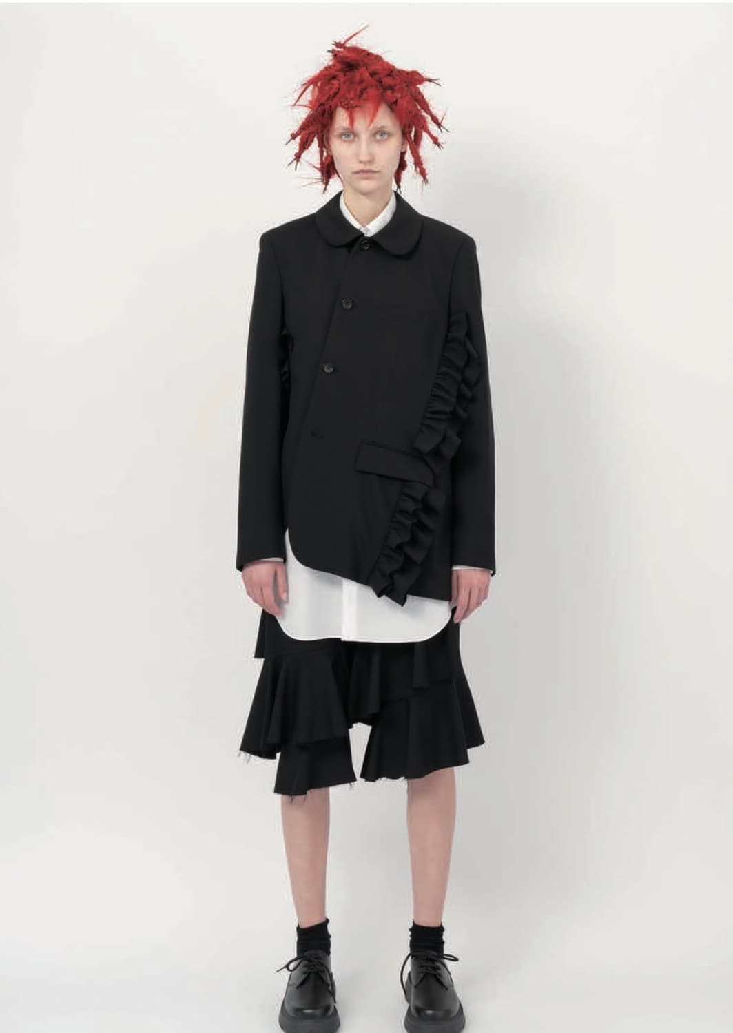블랙 꼼데가르송 비대칭 프릴 자켓 상품이미지1