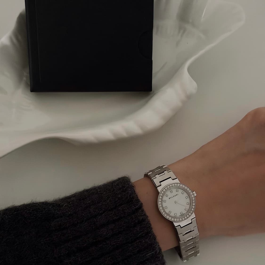 빈티지 불가리 다이아 화이트 자개 시계  상품이미지6